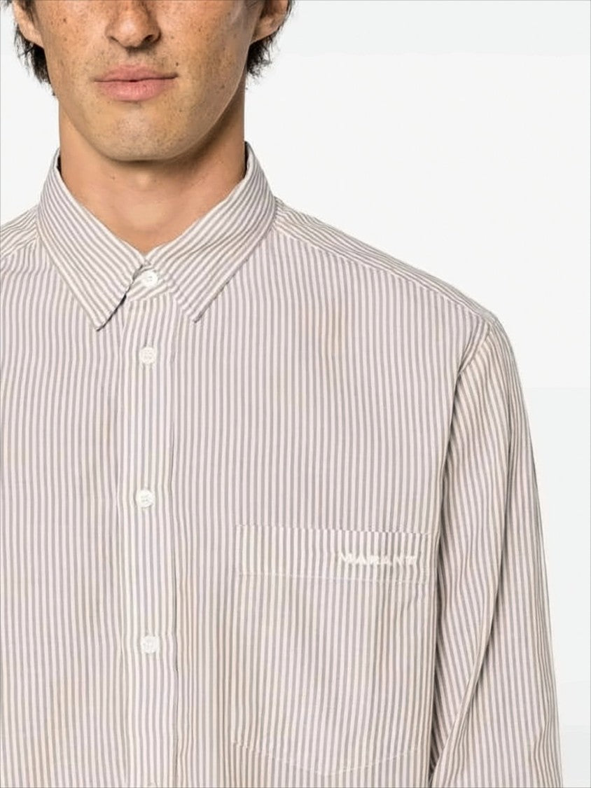 Isabel Marant Vertical Striped Long-Sleeve Shirt With Classic Collar