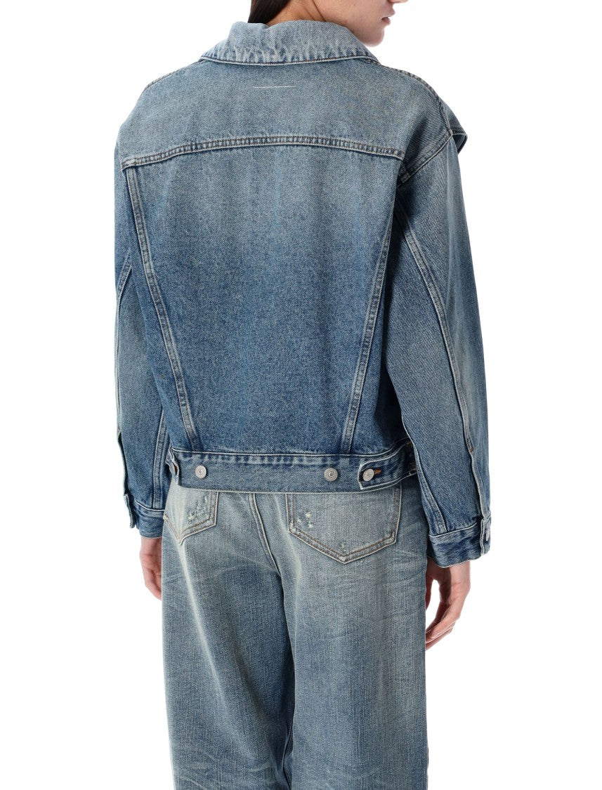 Mm6 By Maison Margiela Blue Sleeve Cut Denim Jacket