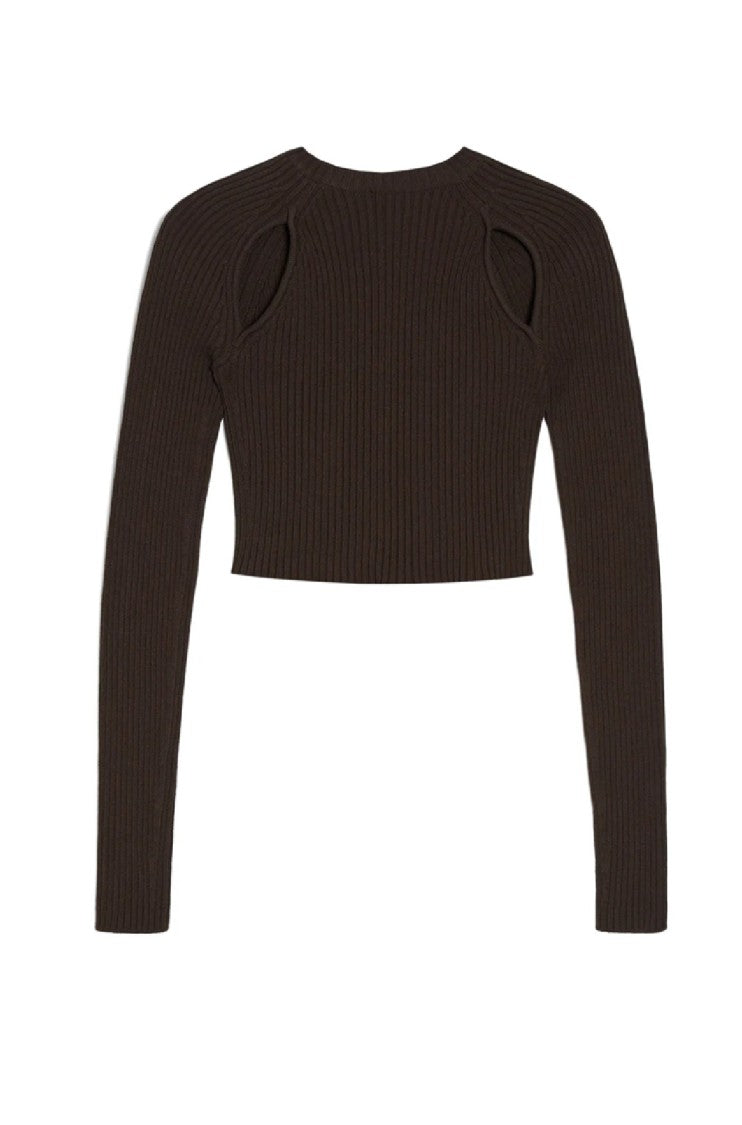 Max Mara Ribbed Long-Sleeve Top With Cut-Out Details