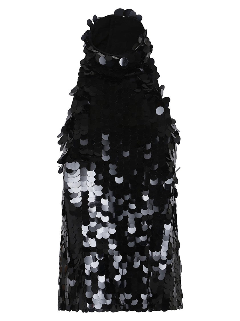 Parosh Full-Sequin Stretch Halter Neck Blouse