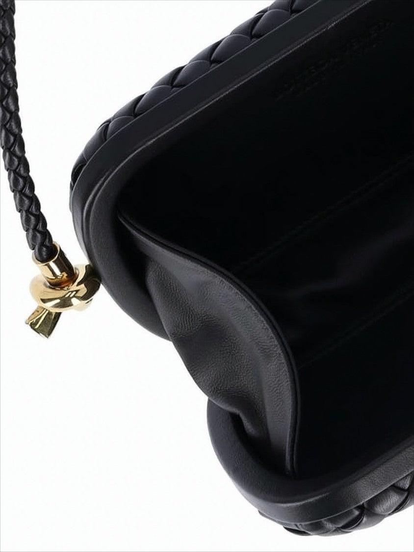 Bottega Veneta Woven Texture Shoulder Bag With Braided Strap And Gold-Tone Hardware
