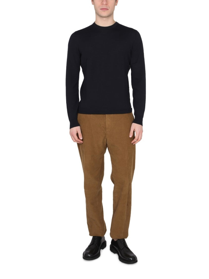Drumohr Tailored Cross-Neck Wool Jersey With Ribbed Collar