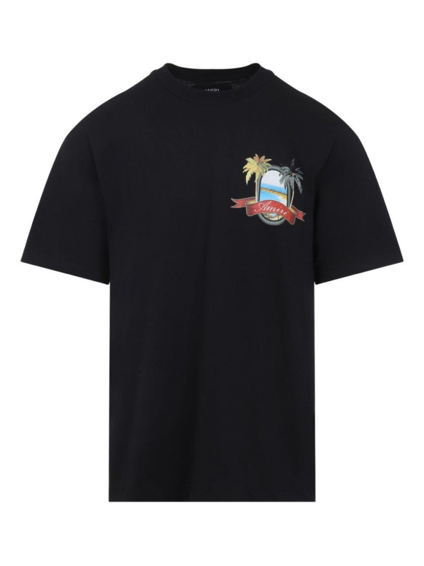 Amiri Black T-Shirt With Logo Print And Graphic Design