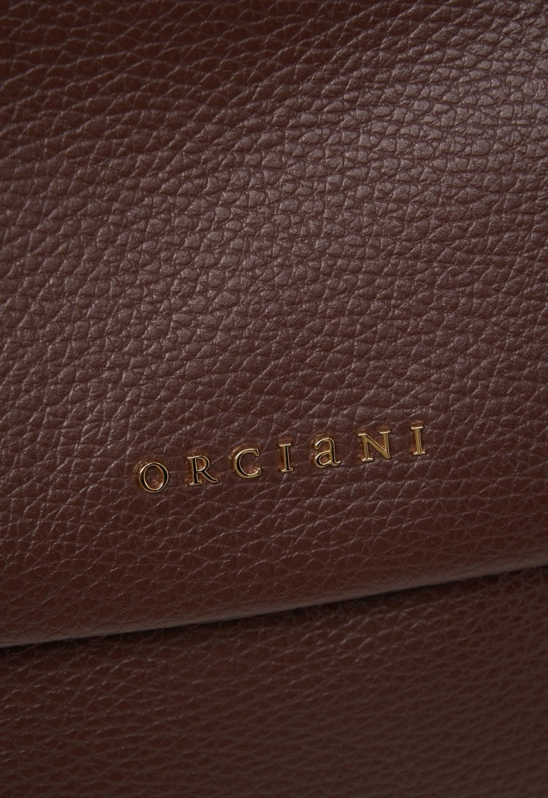 Orciani Hammered Leather Shoulder Bag With Gold Chain Straps