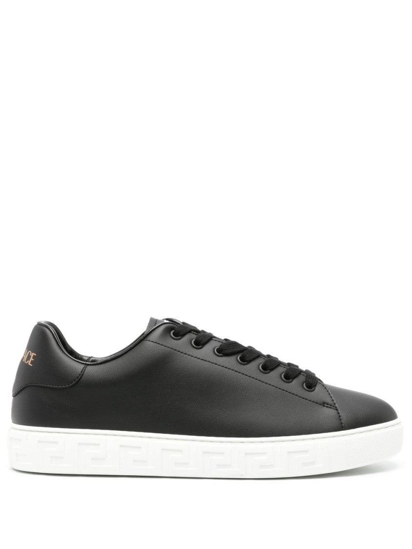 Versace Black Faux Leather Sneakers