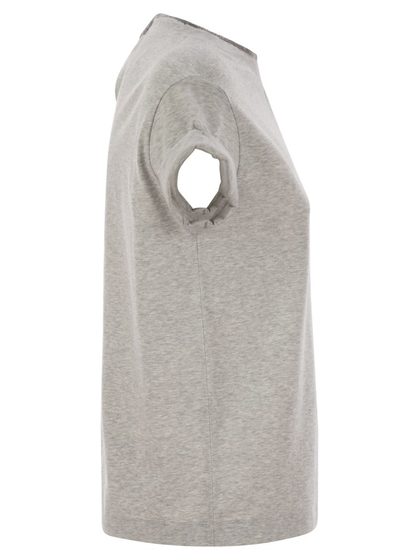Brunello Cucinelli Stretch Cotton Jersey T-Shirt With Precious Faux-Layering