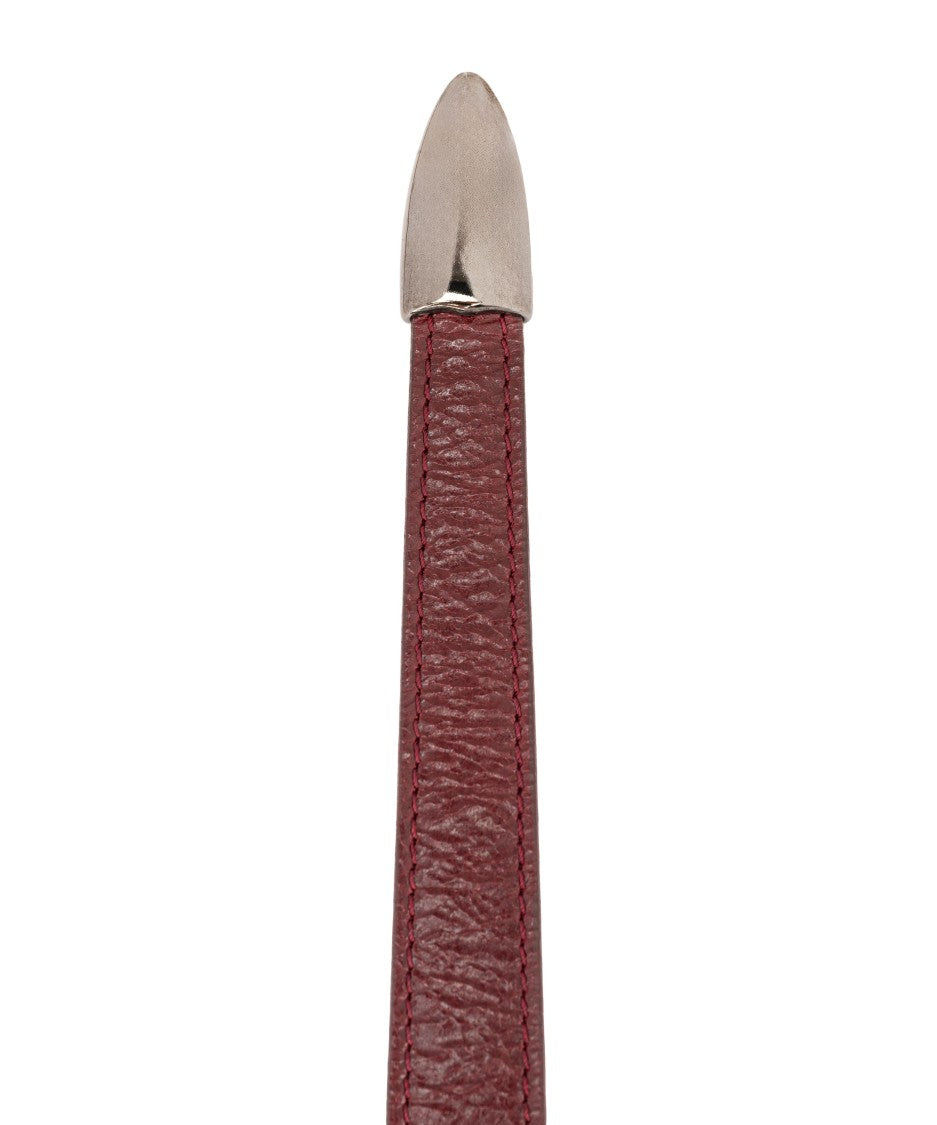 Orciani Sculptural Silver Buckle Burgundy Leather Belt