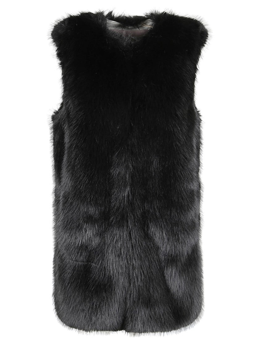Herno Plush Faux Fur Waistcoat With Smooth Finish