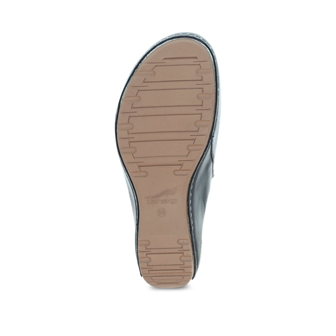 Dansko Black Leather Mule With Contrasting Beige Wedge