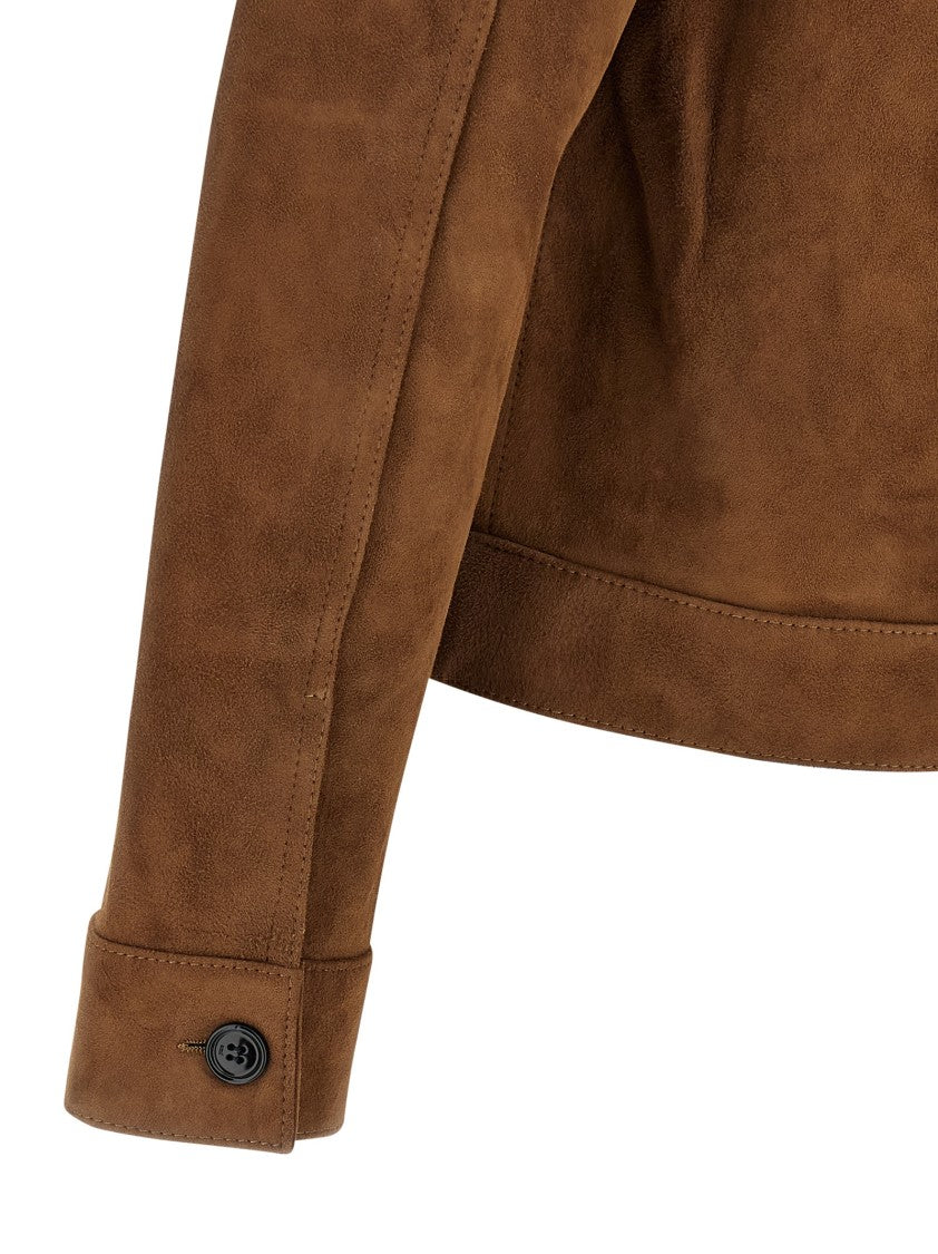 Ami Classic Goat Leather Jacket With Embossed Logo