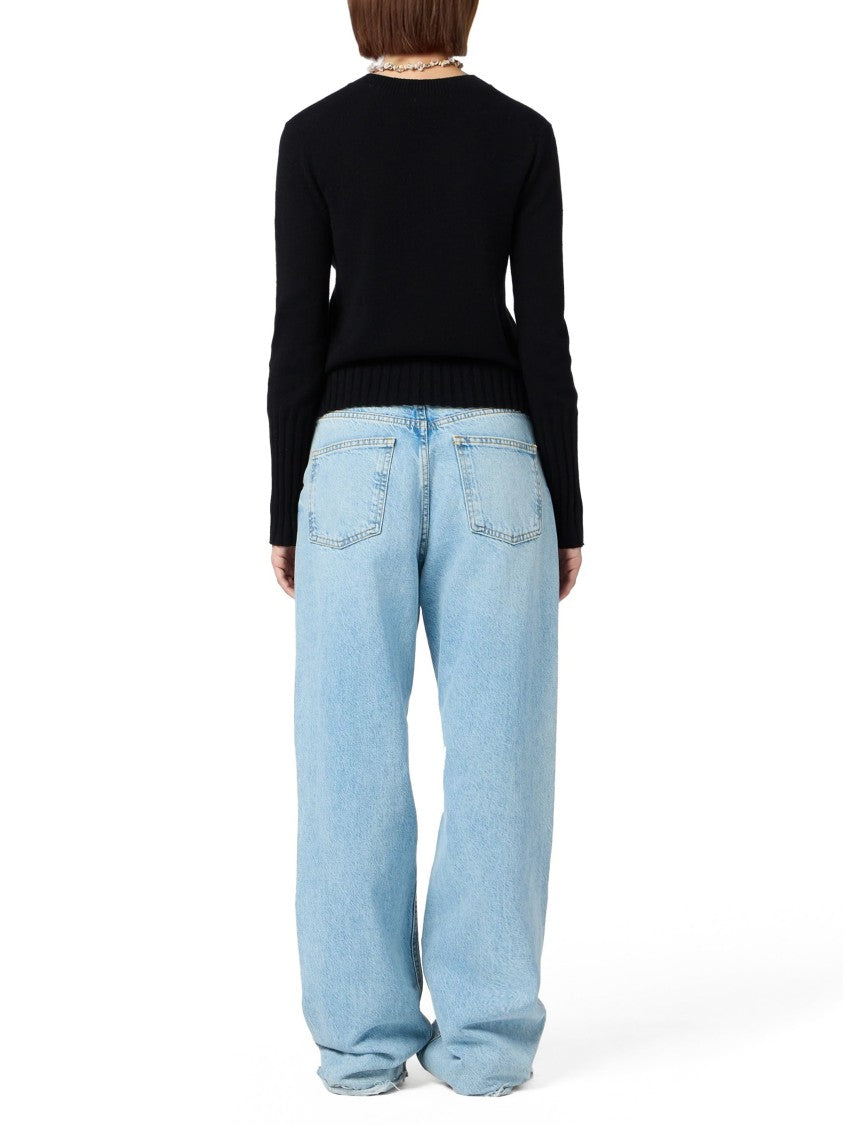 Guest In Residence Cropped Black Crew Sweater