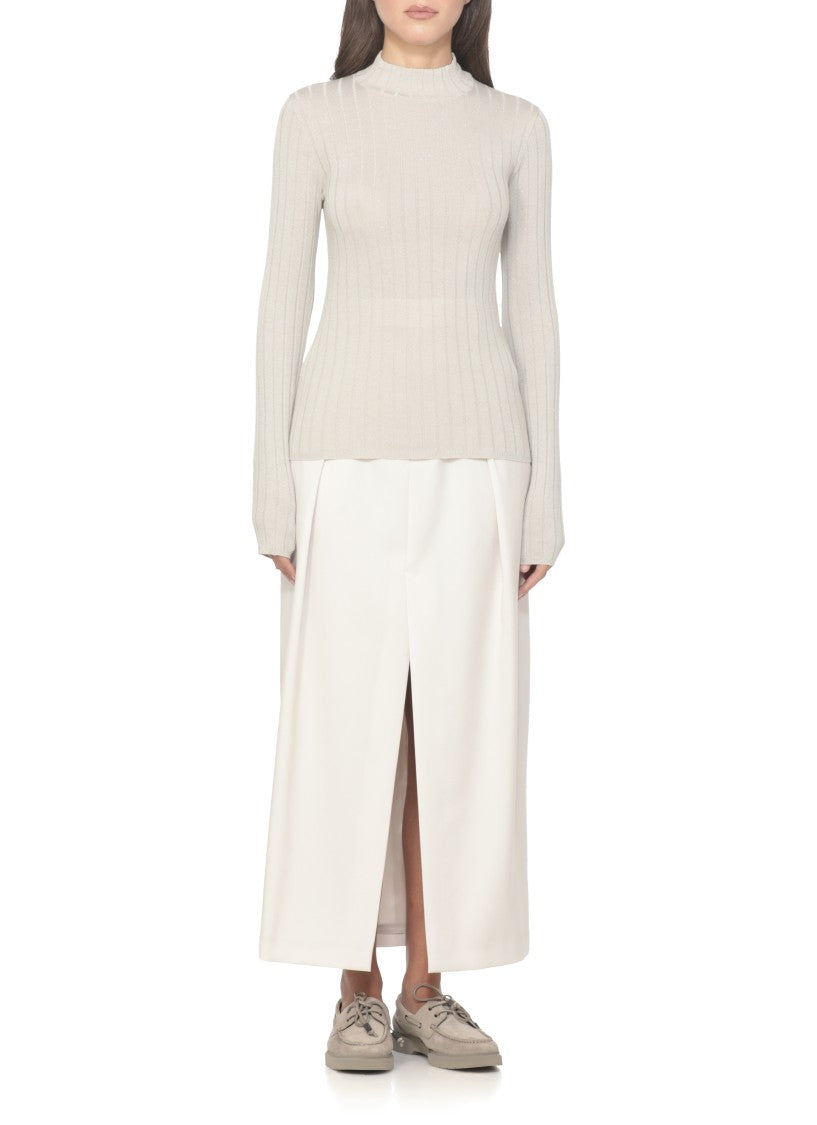Brunello Cucinelli Grey Cashmere Blend Sweater