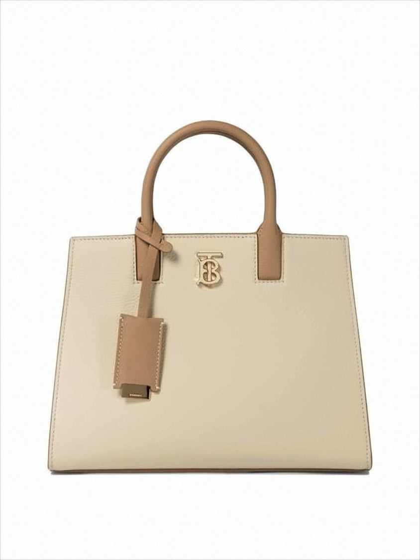 Burberry Structured Textured Leather Tote Bag
