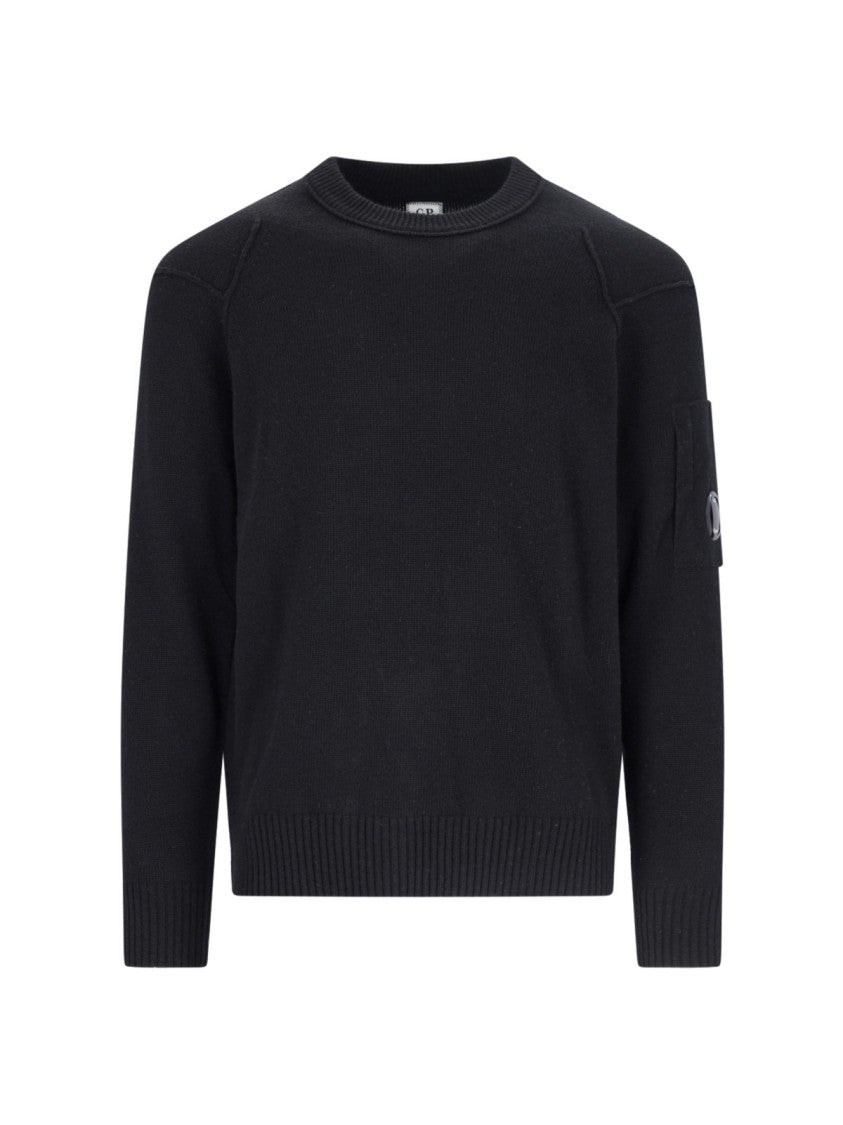 C.P. Company Crew Neck Knit Sweater With Raglan Sleeves And Logo Patch