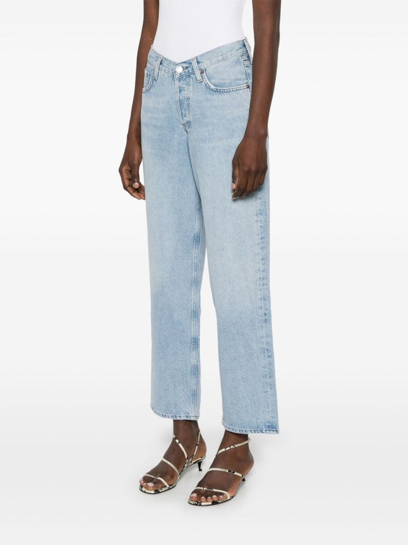 Agolde Wide-Leg Light Blue Jeans With Concealed Fly And Classic 5-Pocket Design