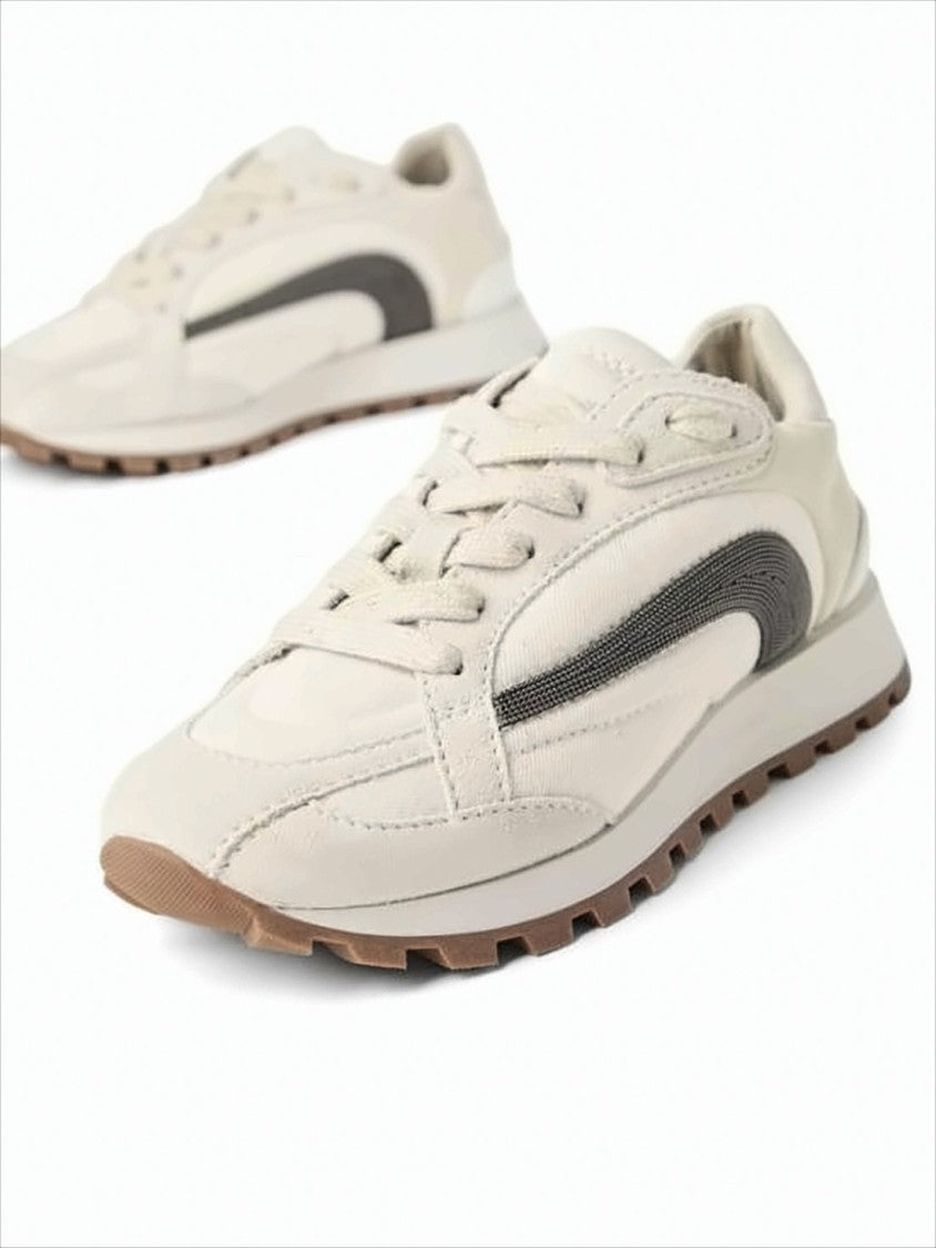 Brunello Cucinelli Suede And Fabric Sneakers