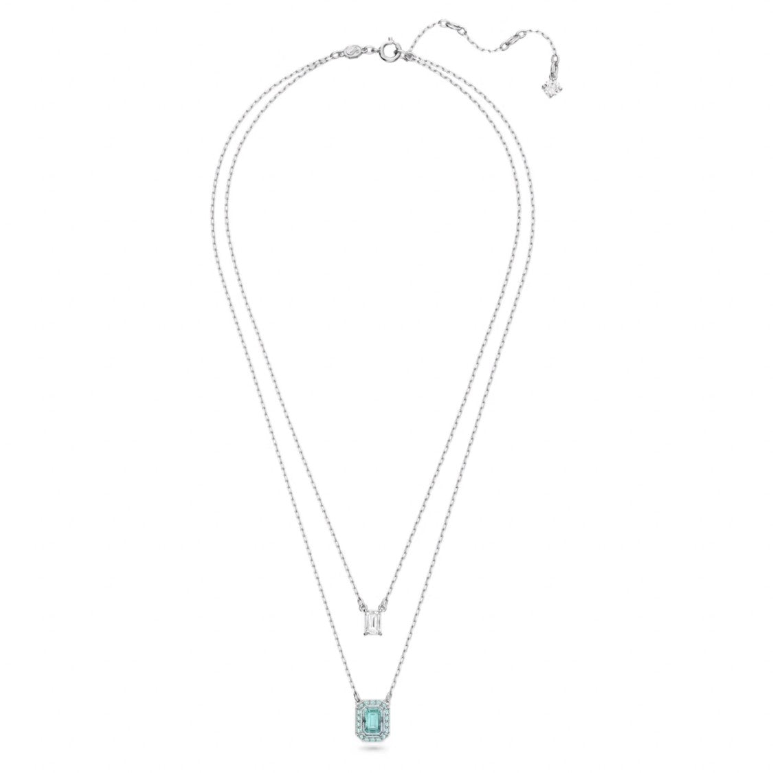 Swarovski Double Pendant Necklace With Octagon-Cut Stones