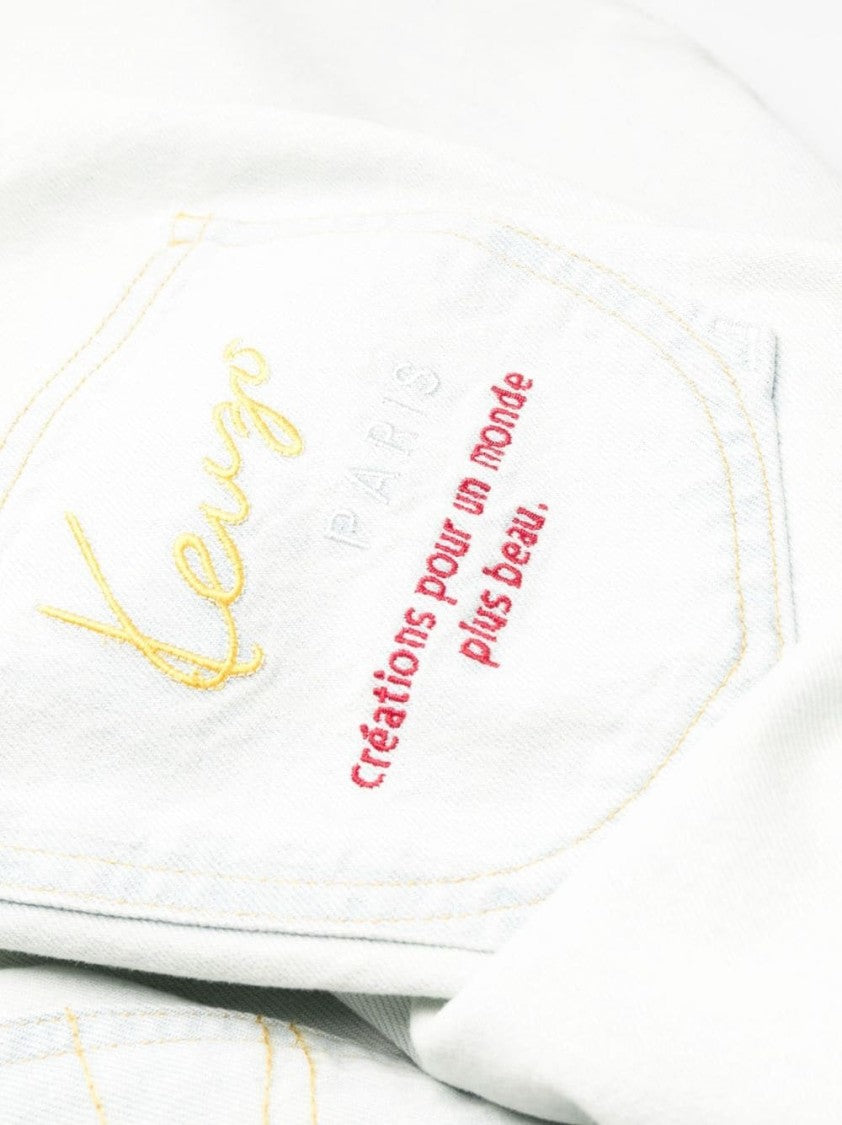 Kenzo Bleach Denim Straight Jeans With Tapered Leg