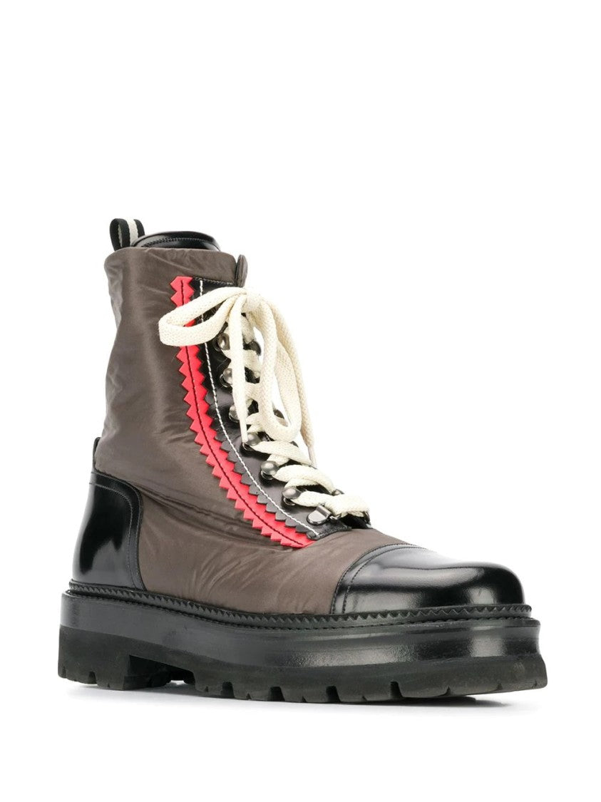Bally Grey Ankle Boots With Glossy Accents And Rugged Sole