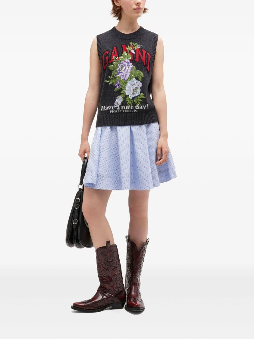 Ganni Graphic Wool Mix Flowers Vest