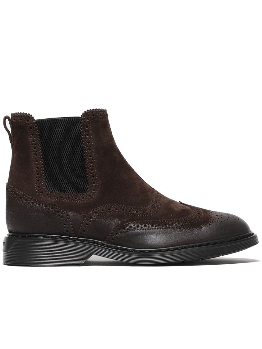 Hogan Black Ebony Suede Ankle Boots