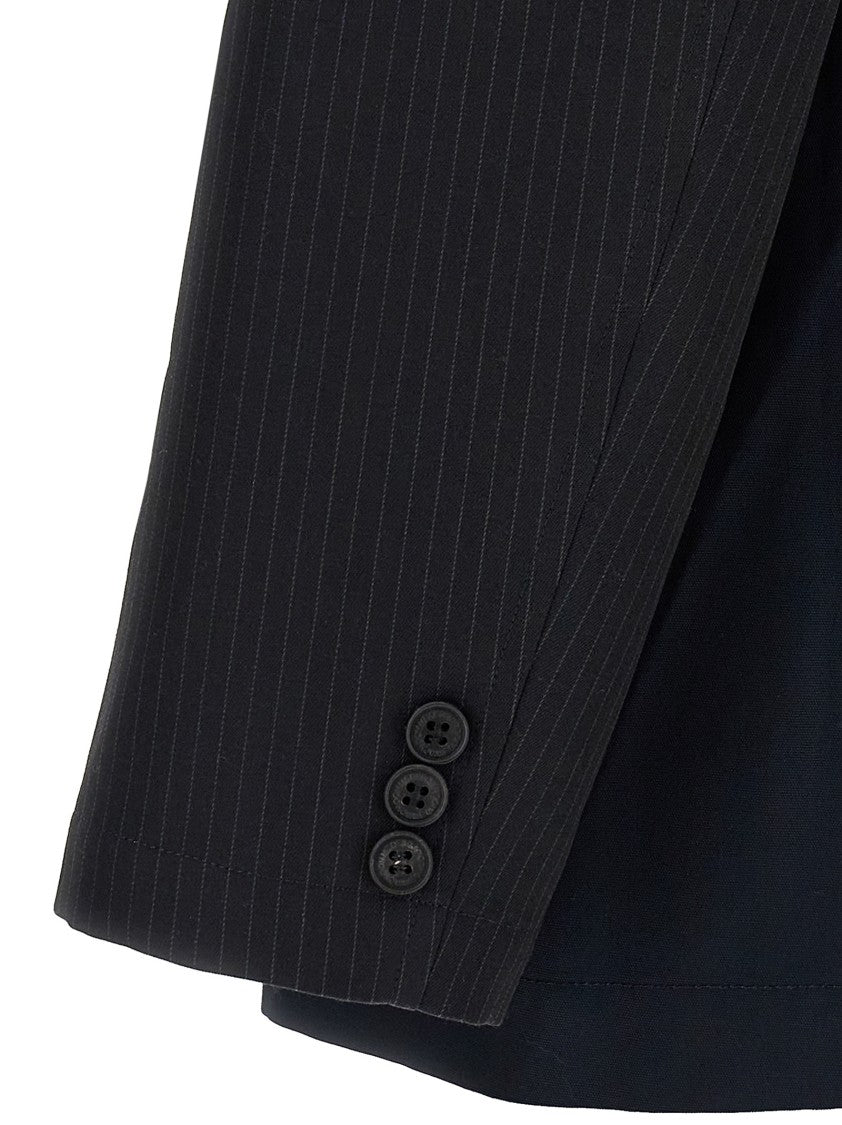 Comme Des Garçons Pinstripe Wool Blazer With Solid Cotton Sleeves