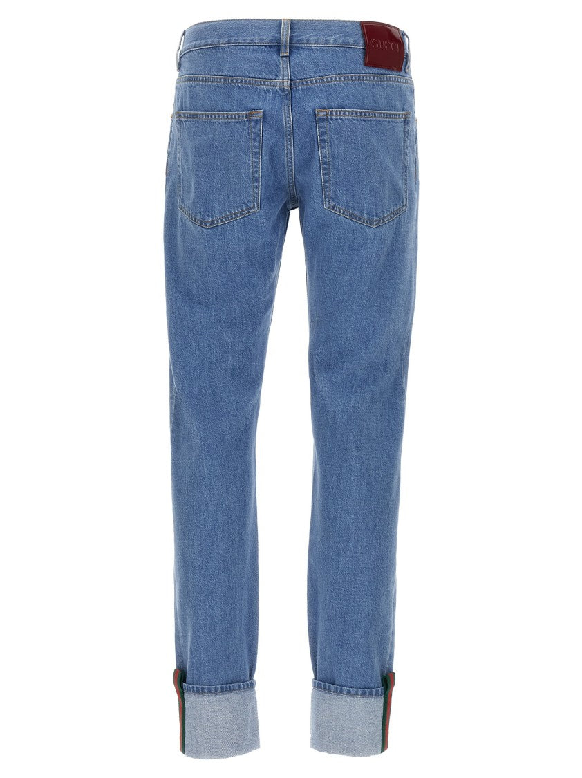 Gucci Straight-Leg Denim Jeans With Maxi Turn-Up