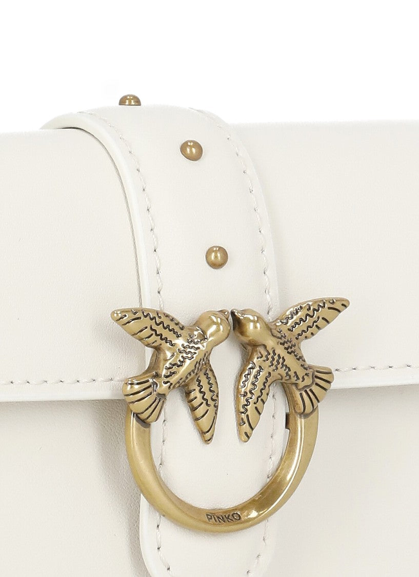 Pinko Ivory Leather Shoulder Bag