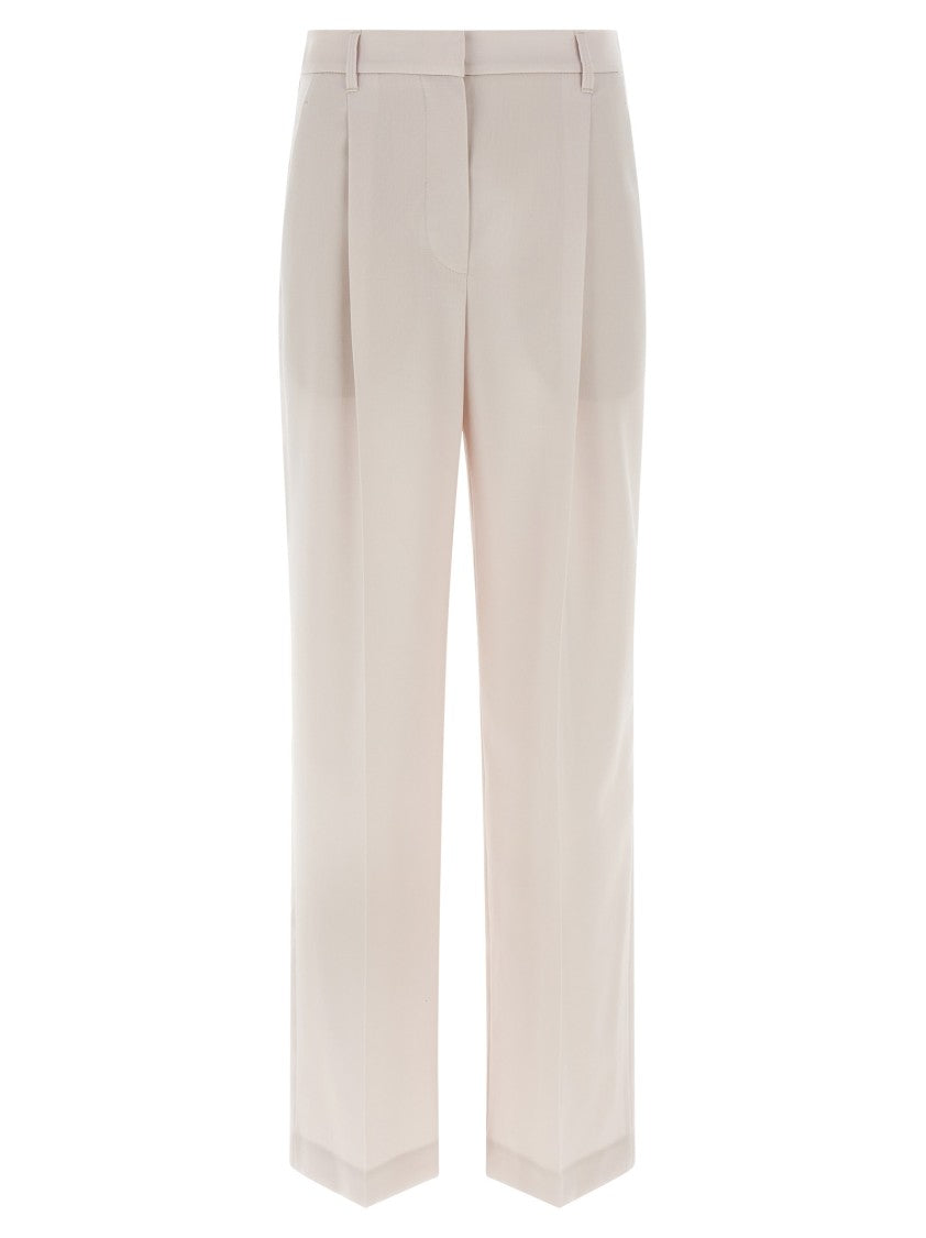 Brunello Cucinelli Formal Wool Trousers With Jewel Detail And Straight Leg Design