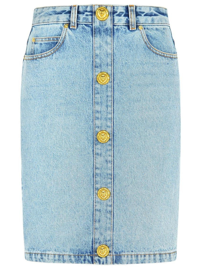 Balmain Light Blue Cotton Skirt
