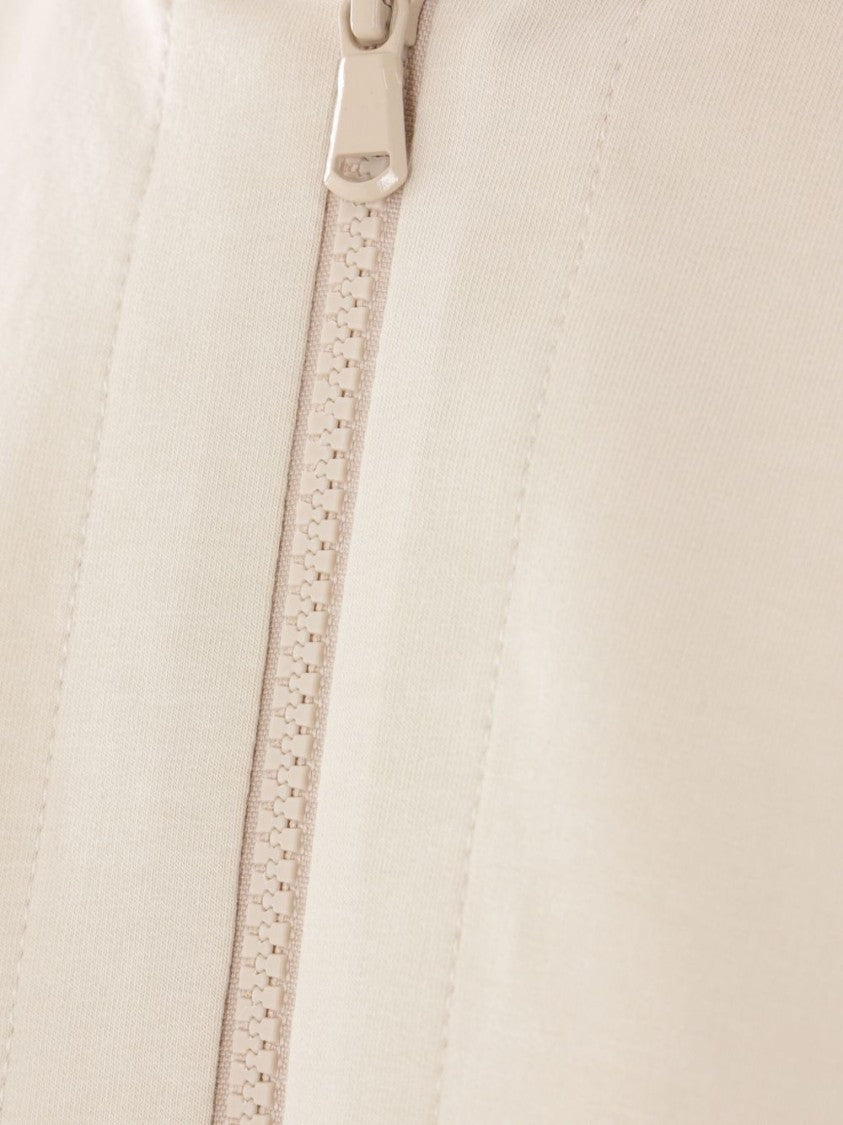 Brunello Cucinelli Brushed Cotton Monile Hoodie With Zip Closure