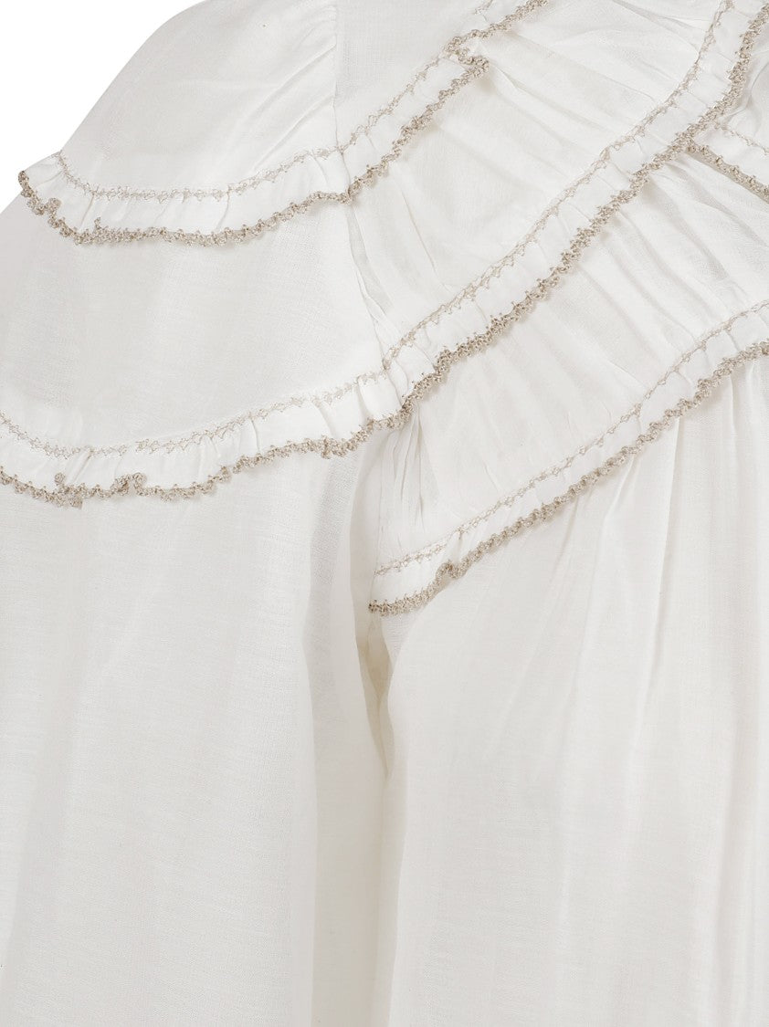 Isabel Marant Cotton Blend Ruffle Blouse