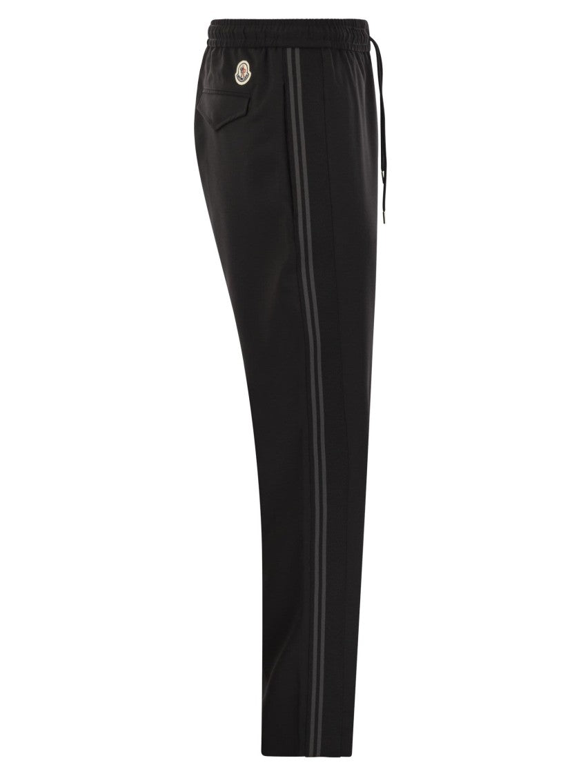Moncler Black Wool Gabardine Joggers