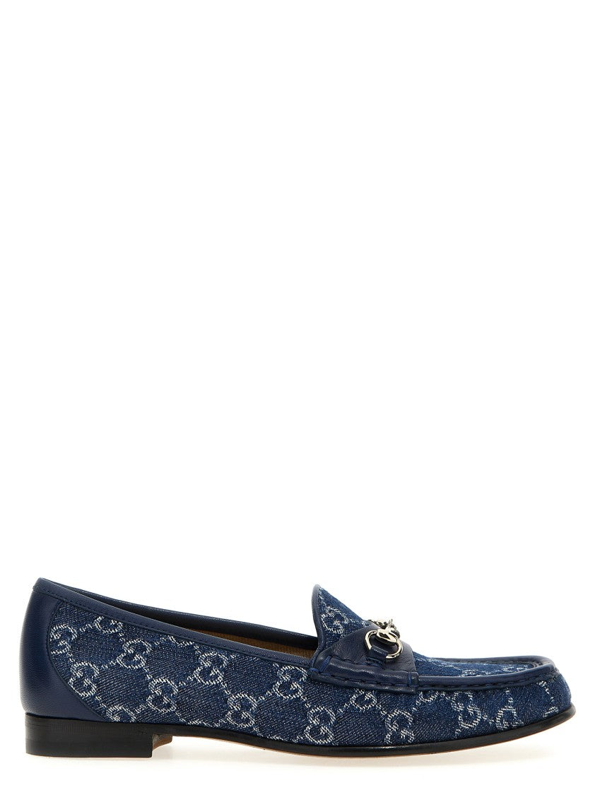 Gucci Gg Denim Loafers With Horsebit Detail