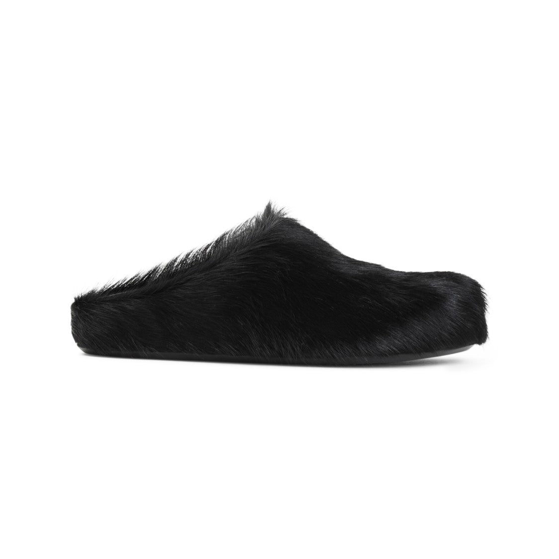 Marni Black Calf Hair Fussbett Sabot