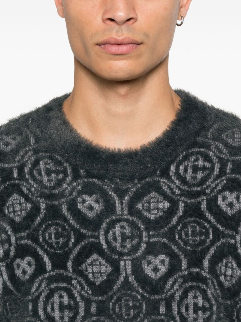 Casablanca Textured Gray Sweater With Fuzzy Pattern