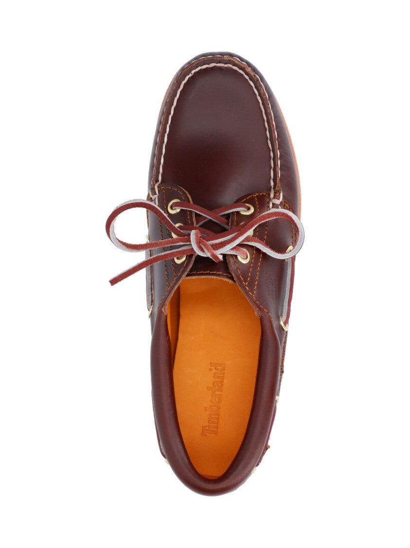 Timberland Brown Leather Slip-On Moccasins With Platform Sole