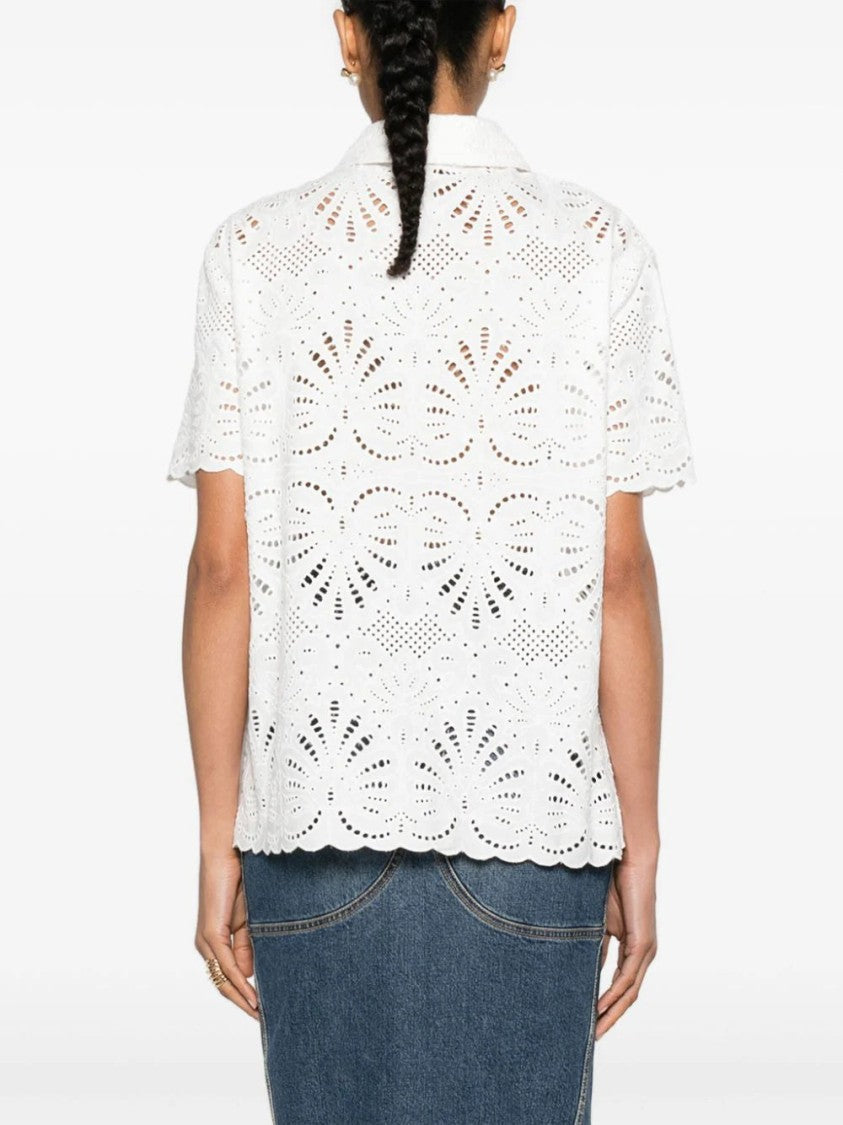 Self-Portrait Broderie-Anglaise Cotton Shirt