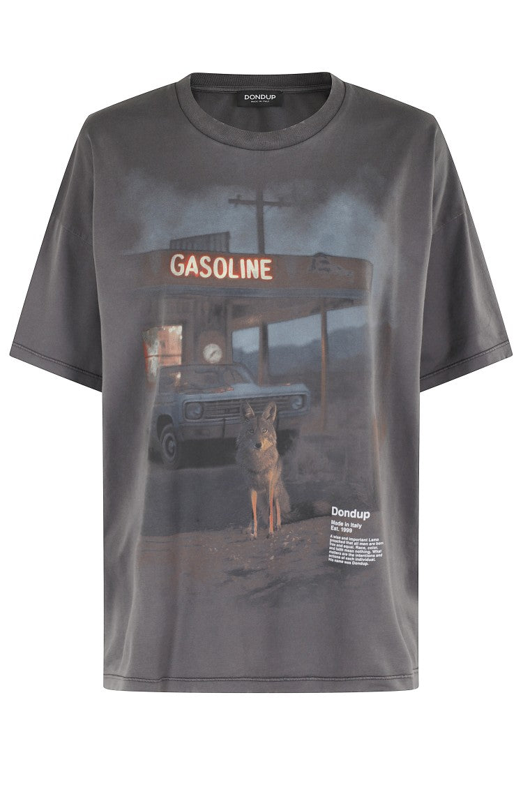 Dondup Dark Grey Anthracite Graphic Print T-Shirt
