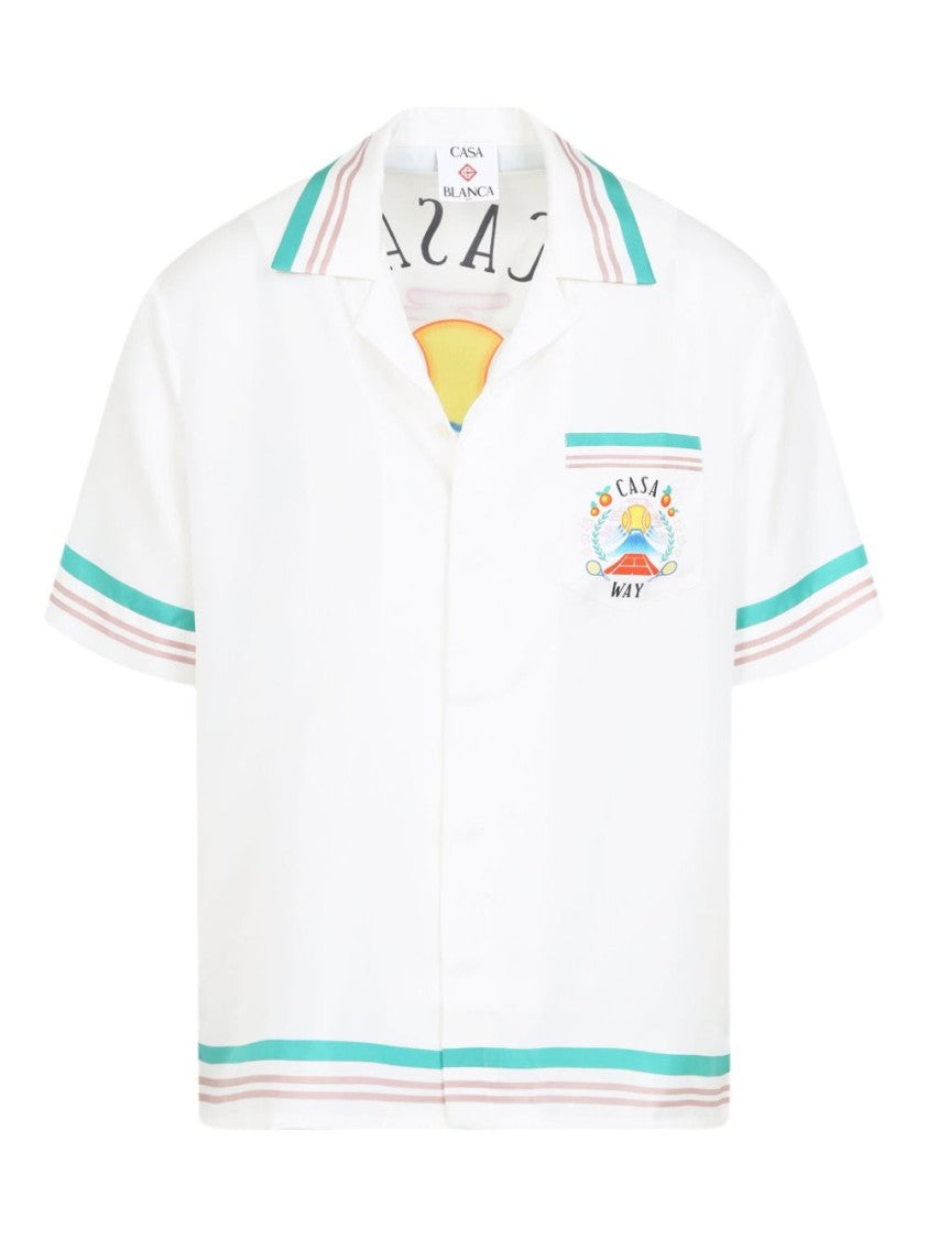 Casablanca Silk Short-Sleeved Shirt With Multicolored Print