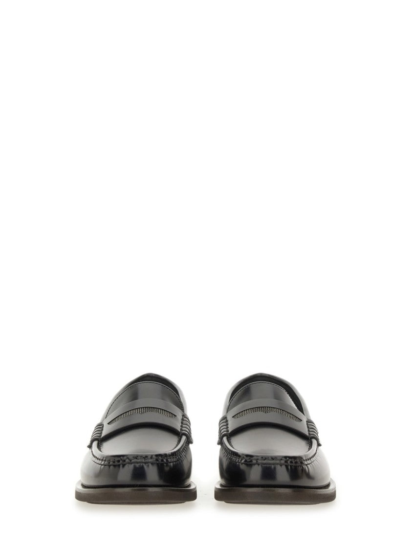 Brunello Cucinelli Polished Leather Loafer With Low Heel