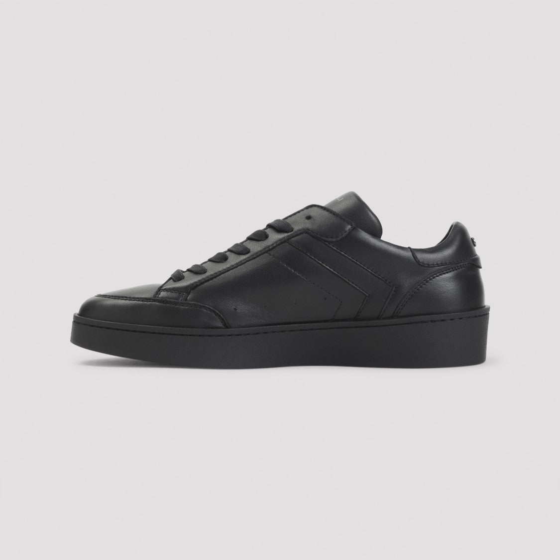 Canali Black Ovine Leather Sneakers With Rubber Sole