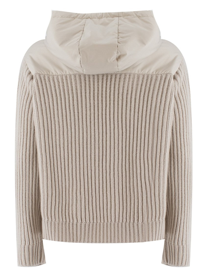 Le Tricot Perugia Beige Jacket With Contrasting Textures