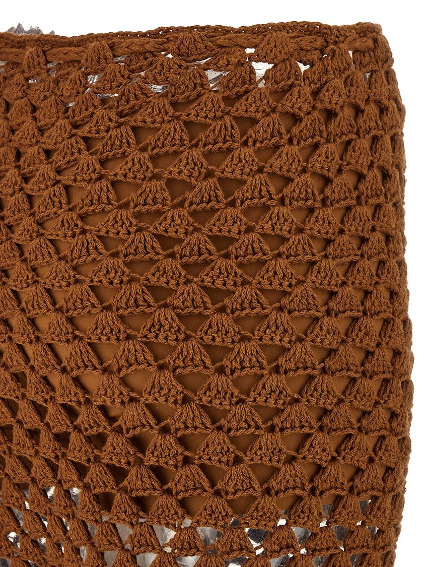 Ermanno Scervino Fan-Stitch Crochet Pants With Flared Leg Design