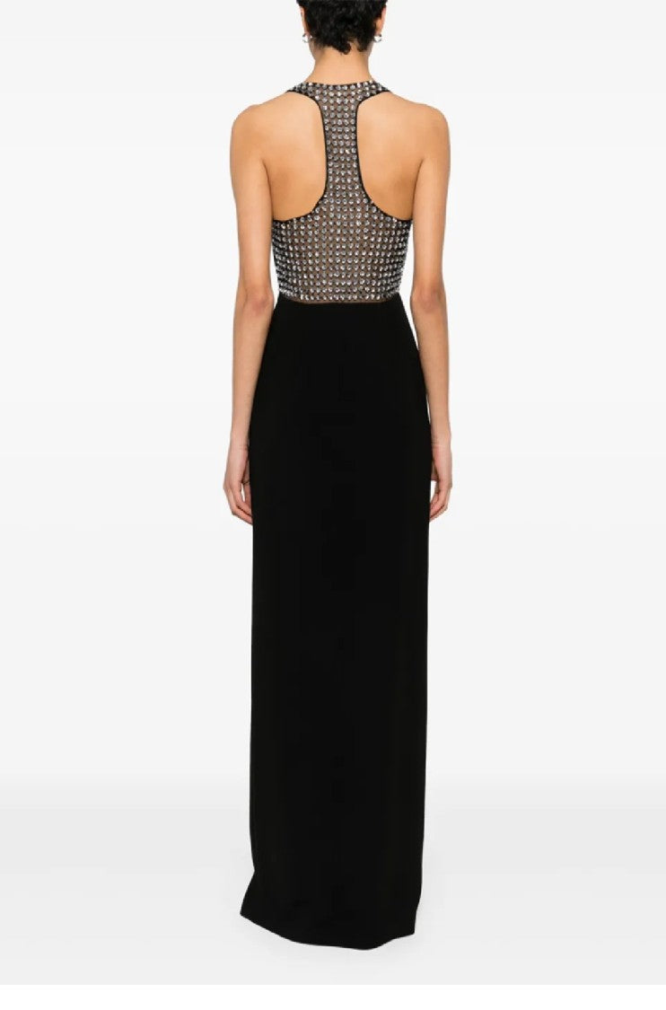Max Mara Deep V-Neck Fitted Evening Dress