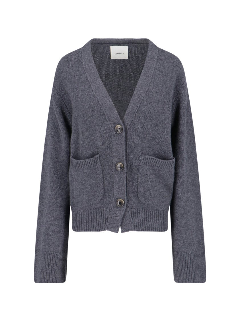 Lisa Yang V-Neck Knit Cardigan With Front Buttons