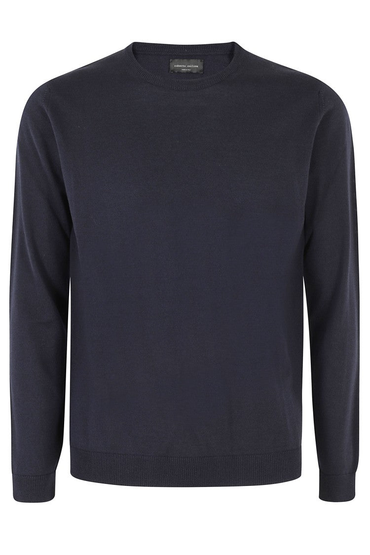 Roberto Collina Navy Crew Neck Sweater With Long Sleeves