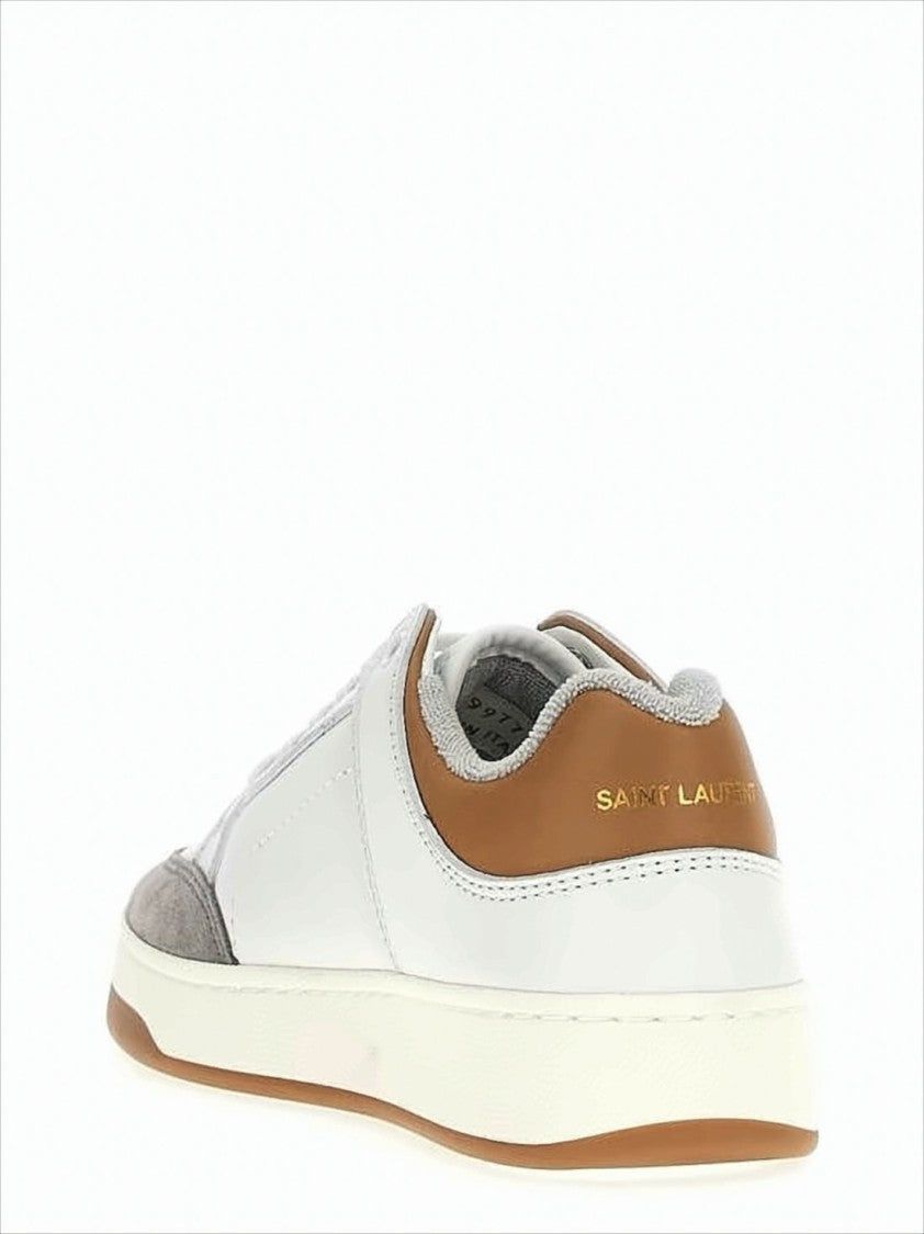 Saint Laurent Perforated White Calf Leather Sneakers