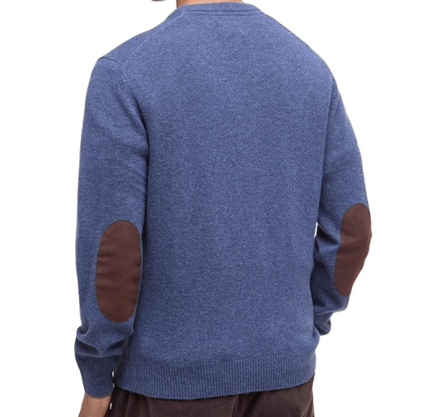 Barbour Dark Indigo Wool Sweater With Alcantara Details