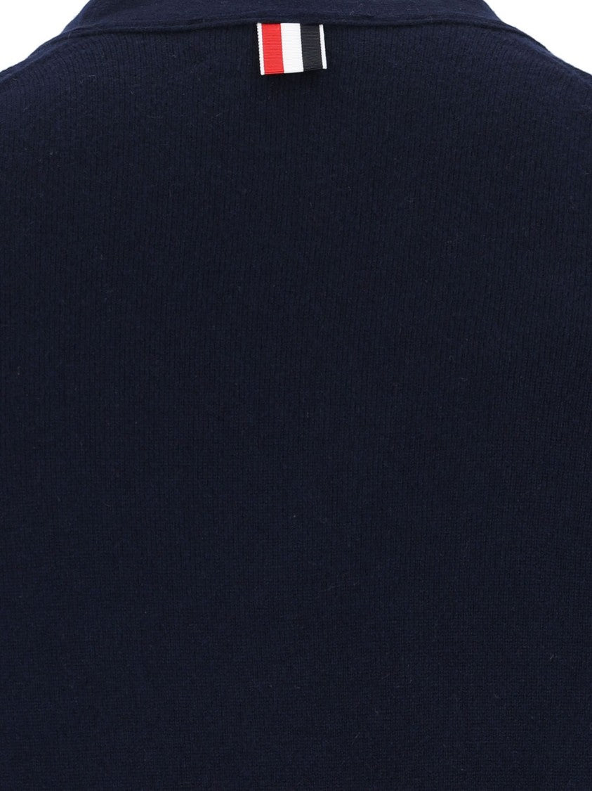 Thom Browne Blue Cashmere "Loopback 4-Bar" Cardigan